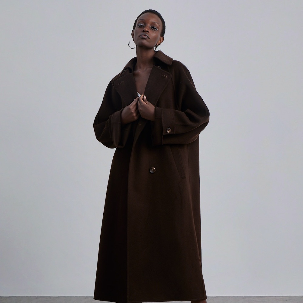 Chocolate Wool Maison Silk Coat - NWT